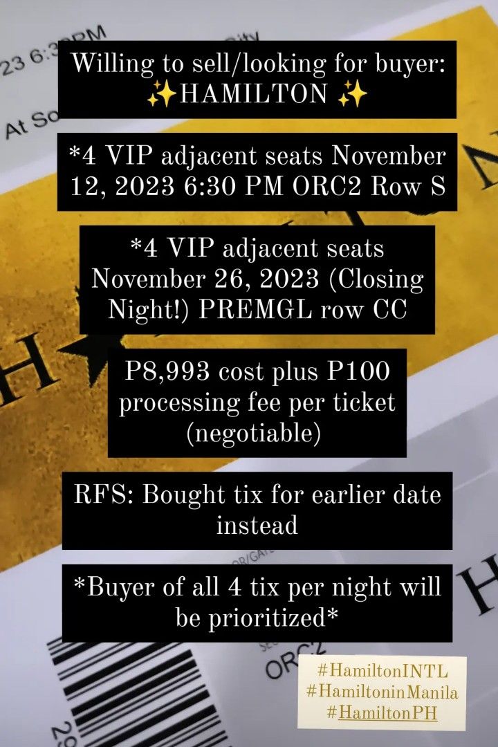 Hamilton vip hotsell tickets