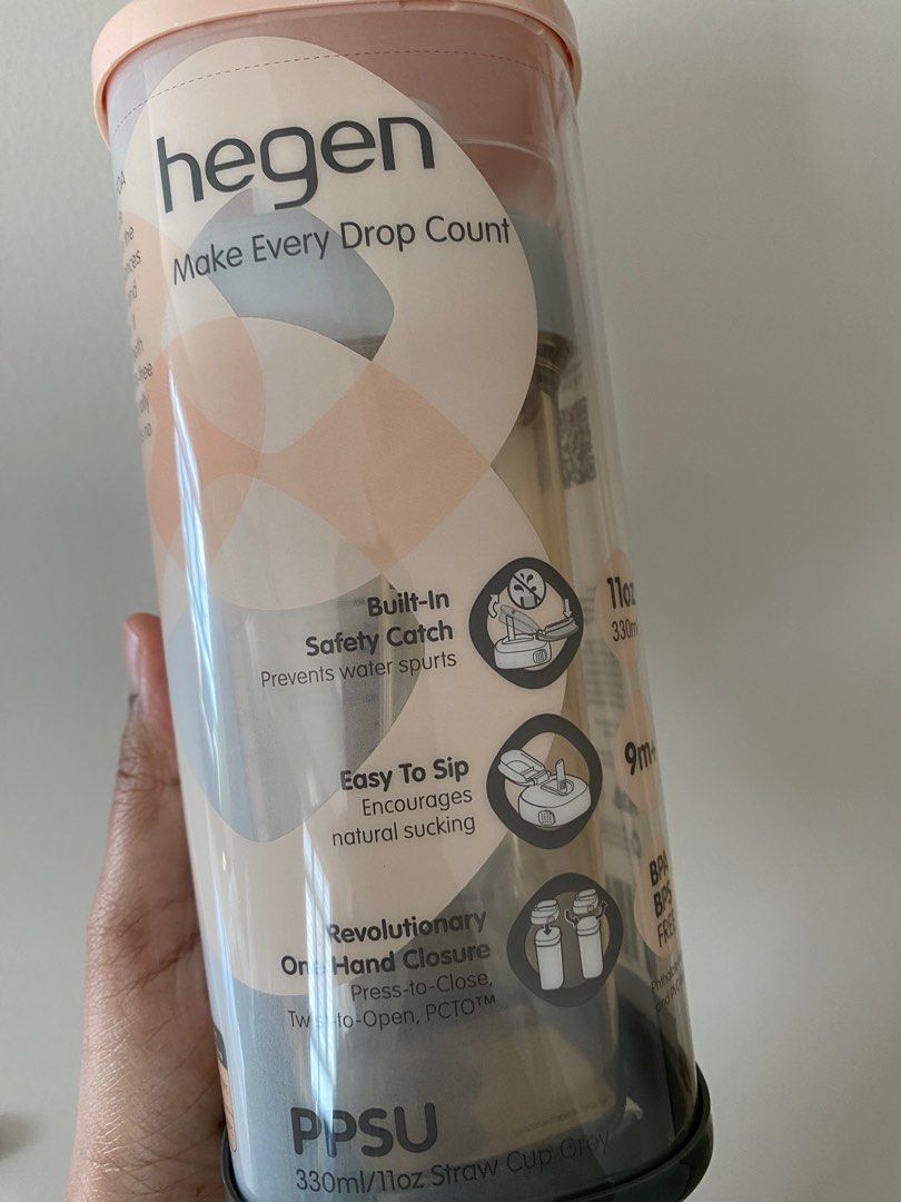 Hegen Straw Cup PPSU Grey 330ml, Babies & Kids, Nursing & Feeding