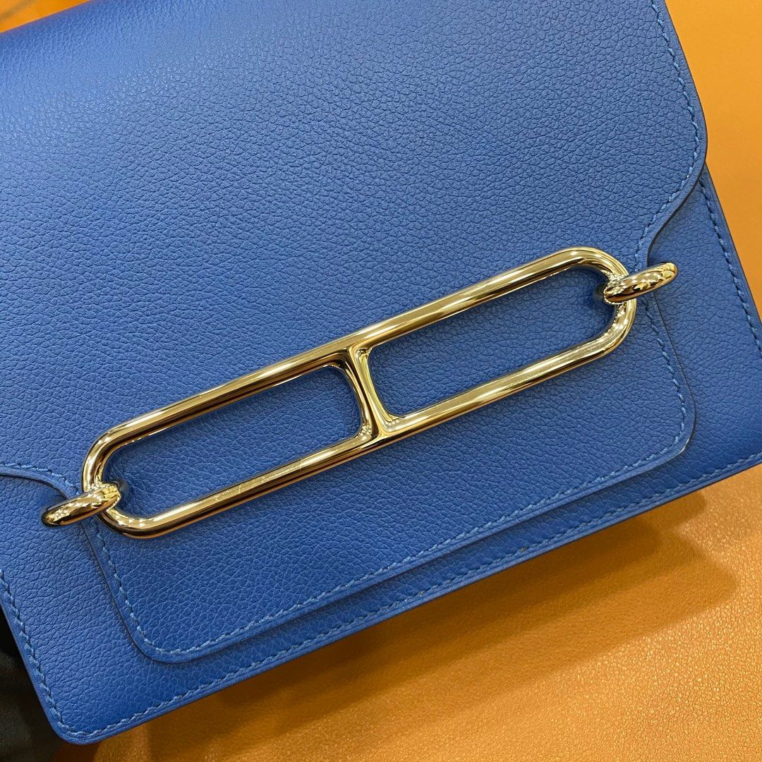 Hermes Mini Roulis, Stamp Z, Blue France Color, Evercolor Leather, Silver  Hardware, with Dust Cover & Box