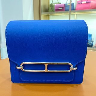 HERMES Roulis 23 Shoulder Handbag Bleu Hydra Evercolor Leather