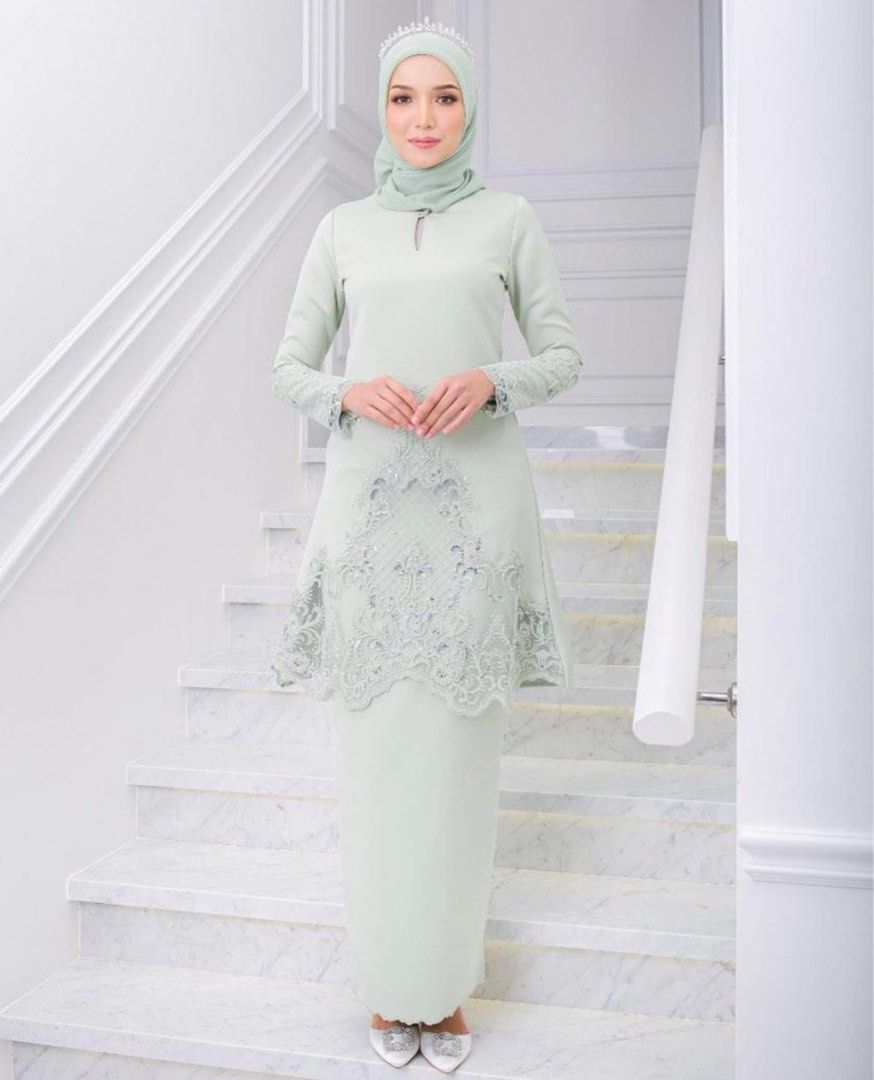 Hijabistahub Kurung mint green, Women's Fashion, Muslimah Fashion, Baju