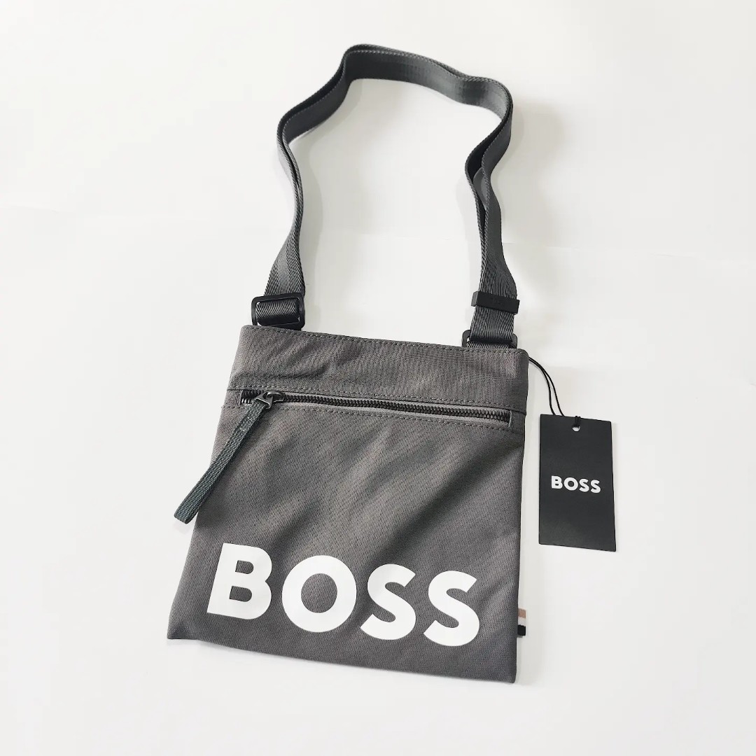 hugo boss men's black envelope bag with all over monogram print