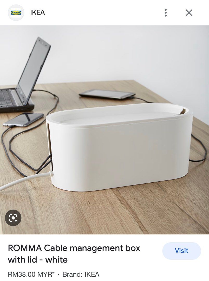 Ikea cable management box with lid, Furniture & Home Living, Home