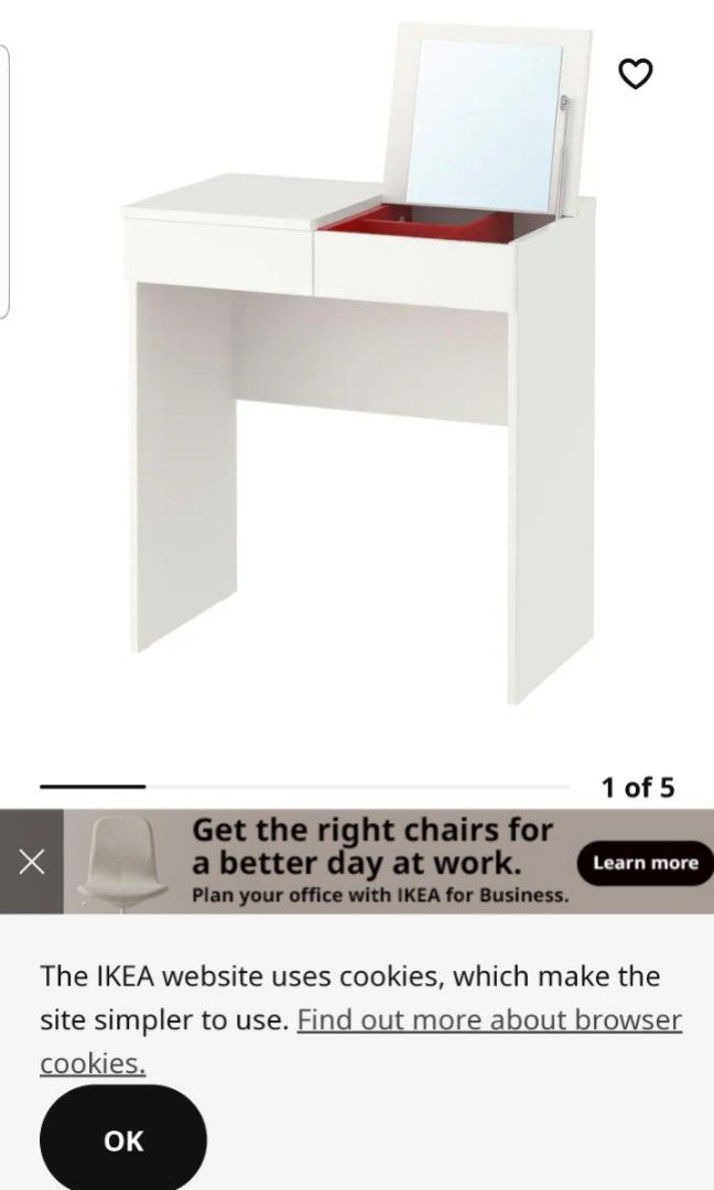 Ikea hair Dressing table with chair, Furniture & Home Living, Furniture
