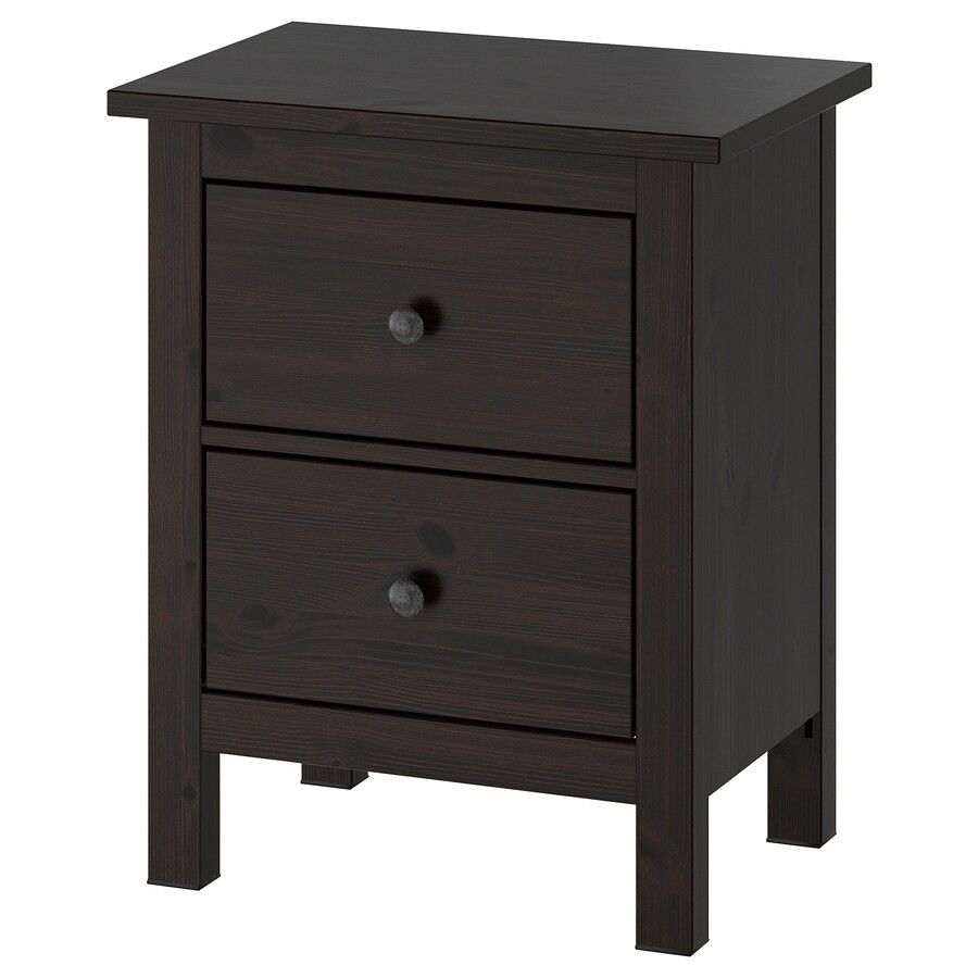 IKEA HEMNES Bedside Table Drawer Black Brown x 2 Furniture