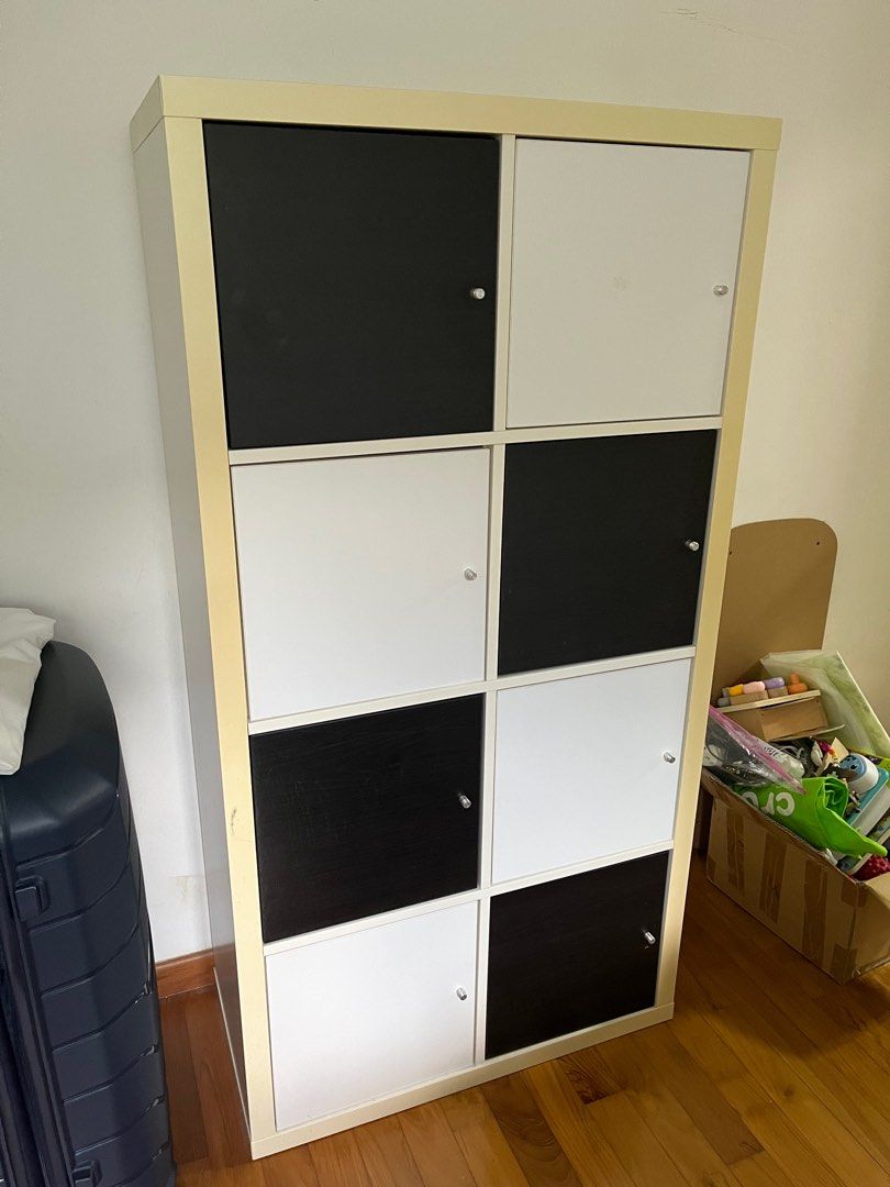 IKEA Kallax Shelving unit with doors, Furniture & Home Living, Furniture, Shelves,