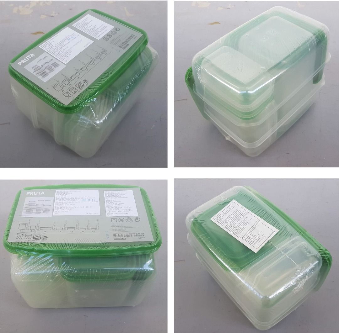 PRUTA Food container, set of 17, clear, green - IKEA