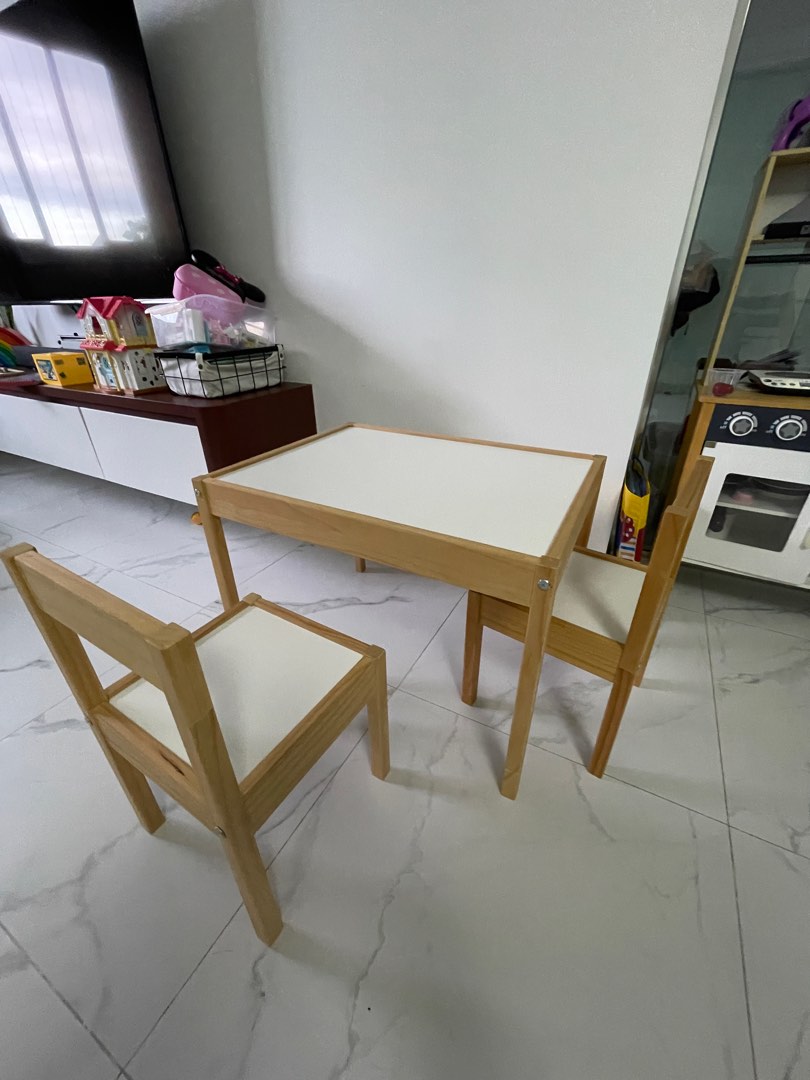 Ikea Latt table and chairs for children, Furniture & Home Living