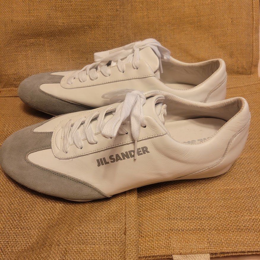Jil Sander 全皮全新白加灰German trainer 款波鞋 sz 42
