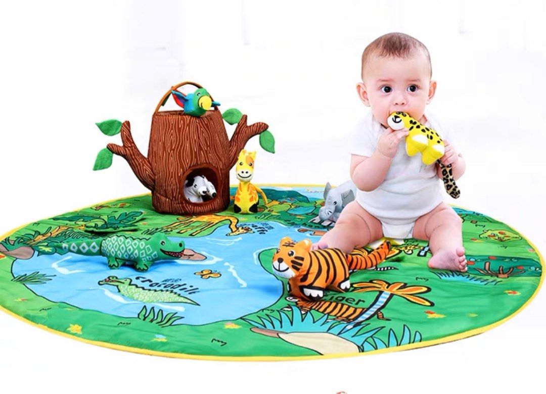 Jolly Baby Baby Toddler Play Activity Mat Jungle Animals Sensory Sound