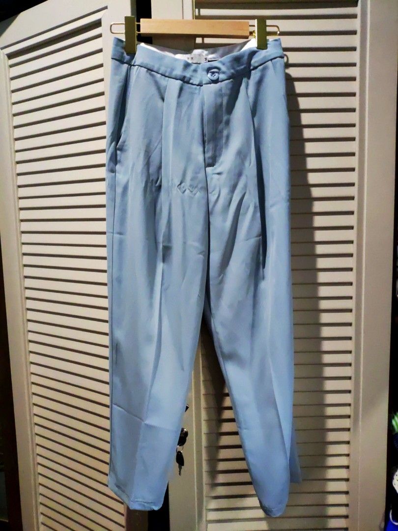 Korean Premium Baby Blue Pants, Fesyen Wanita, Pakaian Wanita, Bawahan