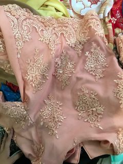 kurung lace peach