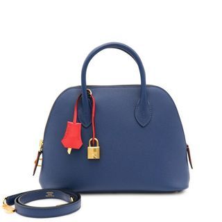 *Latest, Rare & limited edition* Hermès Bleu Saphir, Rouge Piment and Bleu Indigo Epsom Tri-color Bolide 1923 25 Gold Hardware, 2023