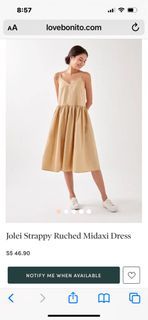 Love Bonito Jolei Strappy Ruched Midaxi Dress in Khaki Size L