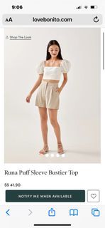 Love Bonito Runa Puff Sleeve Bustier Top in White Size L