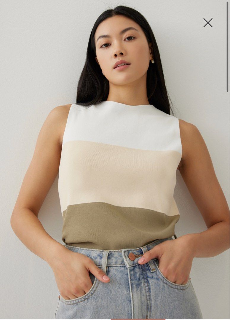 White funnel clearance neck top