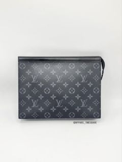Authenticated Used LOUIS VUITTON Louis Vuitton Pochette Voyage MM Taiga  Second Bag M30399 Cobalt Clutch Handbag Card Case Storage 