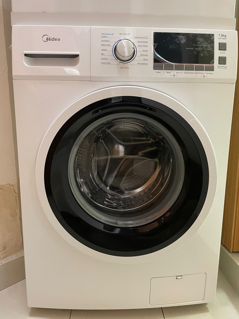 midea MF768W frontload washing machine + MF928W tumble dryer set, TV