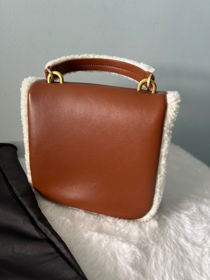 Mini Quilted Faux Fur Shoulder Bag - Brown