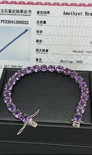 Natural Amethyst Tennis Bracelet (high quality )-S925
