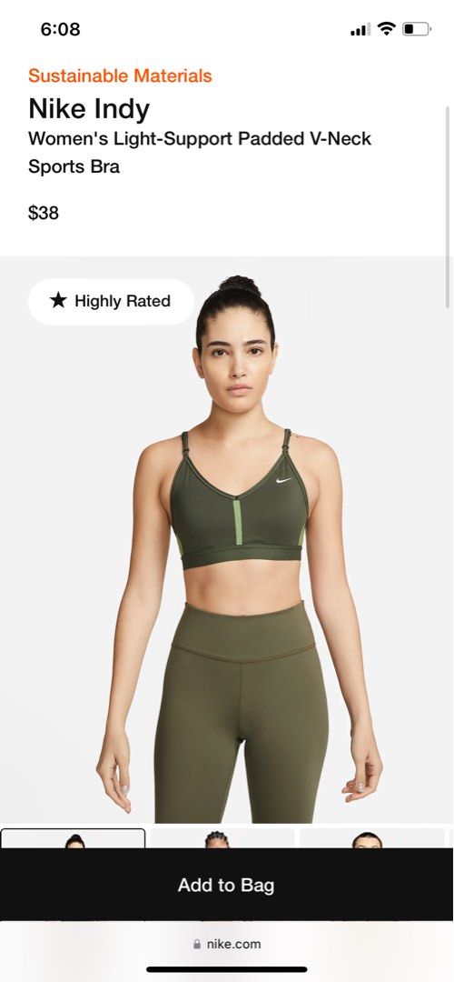 Nike Dri Fit Indy Light-Support Padded V-Neck Top Sports Bra, Women's  Fashion, Activewear on Carousell