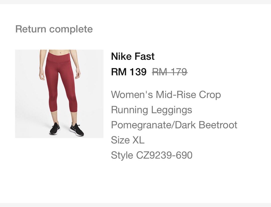 Nike Fast Tights Mid Rise Crop, Women's Fashion, Activewear on Carousell