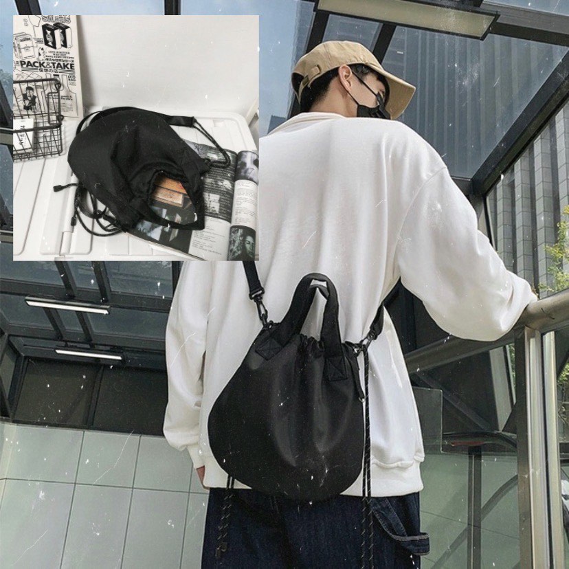 Ready Stock Nylon Draw String Sling Bag Unisex, Men's Fashion, Bags