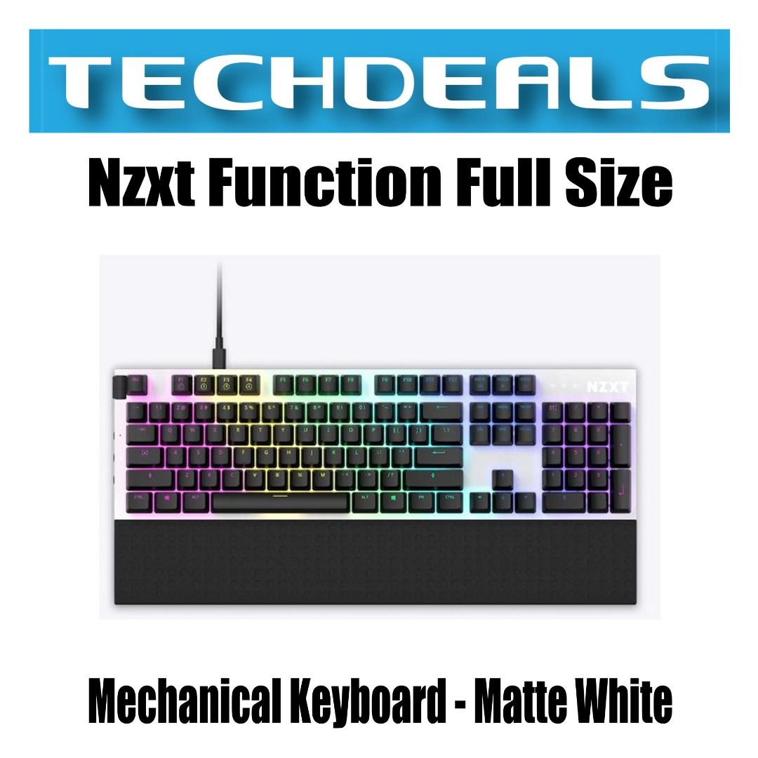 Nzxt Function Full Size Mechanical Keyboard Matte White, Computers