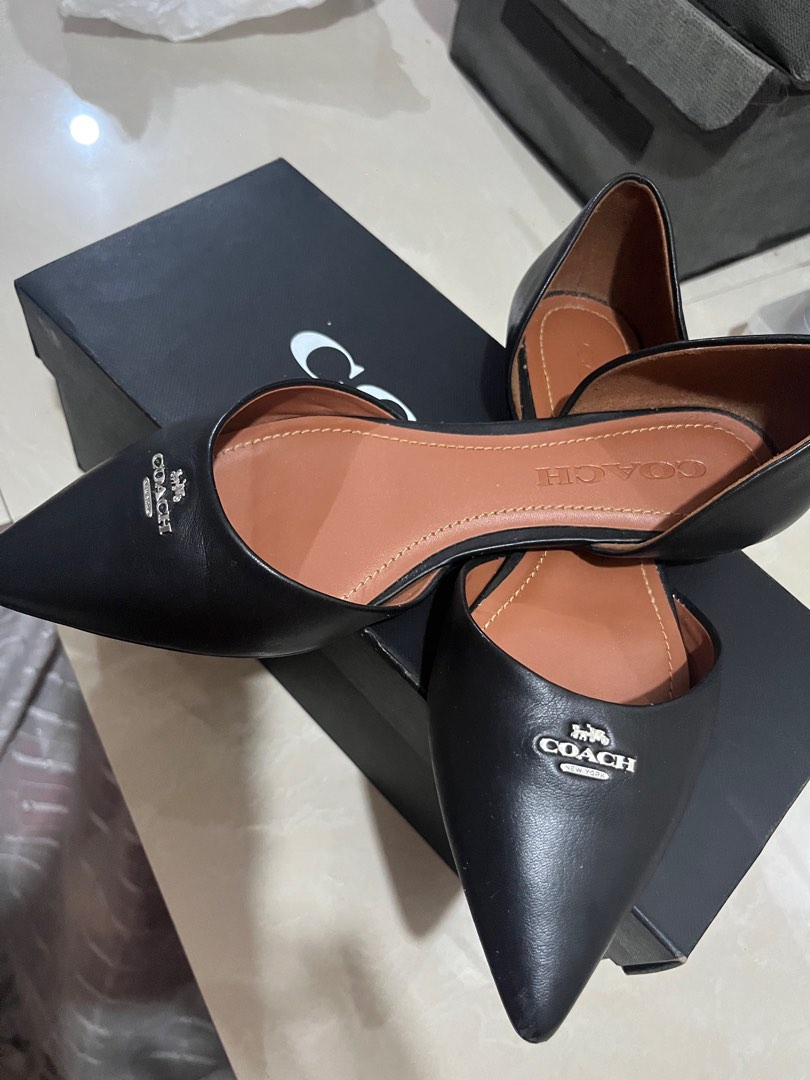 Coach leather pointy toe flat online