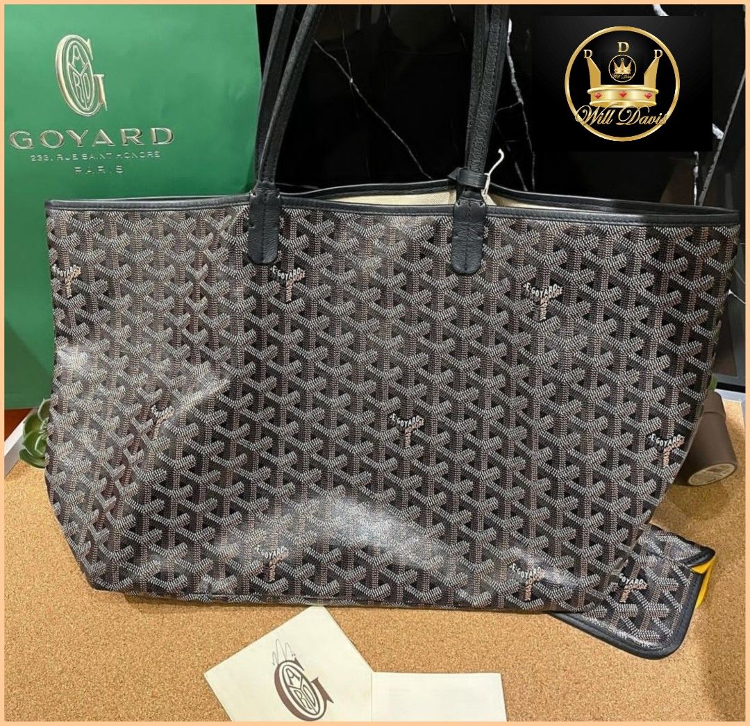 GOYARD Saint Louis PM Chevron Print Canvas Tote Bag Gray