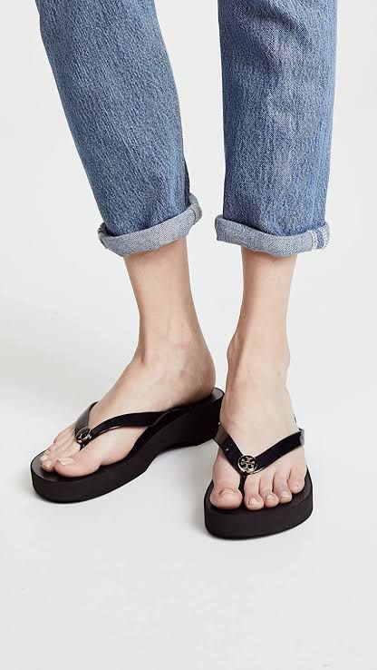 Tory burch wedge outlet flip flops sale