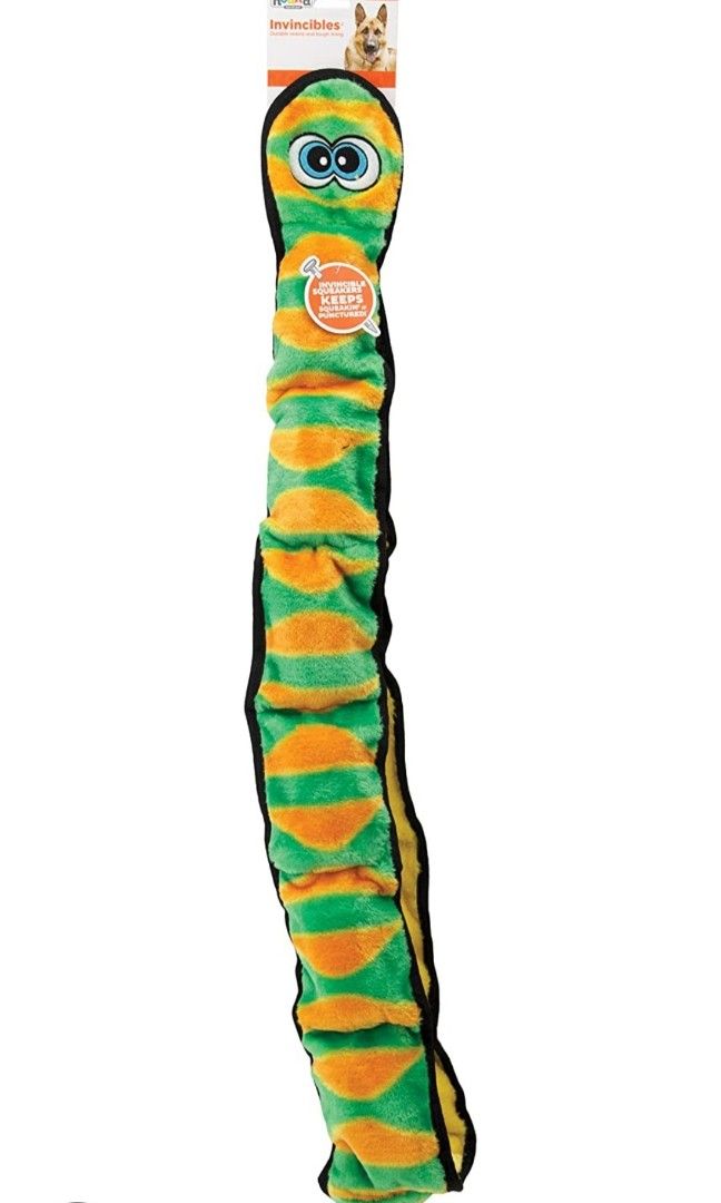 Outward Hound Invincibles Snake Stuffingless Durable Tough Plush