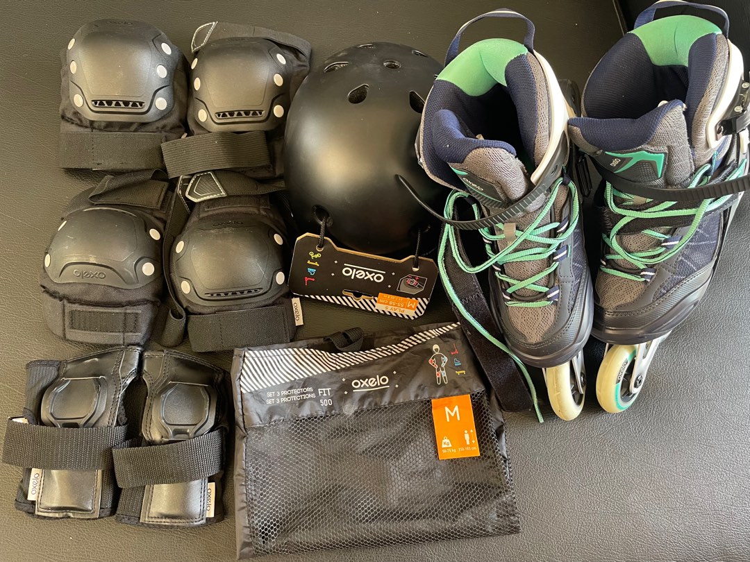 Oxelo RollerBlades with Helmet and Pads on Carousell