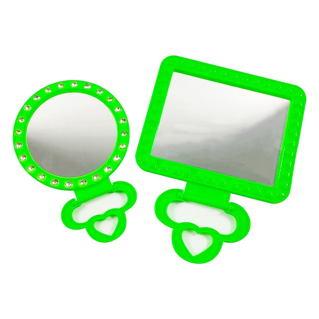 Plastic Mirror with Folding Handle/Stand for Hanging Salamin Hand Glass