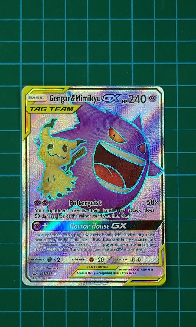Pokemon tcg Gengar and mimikyu tag team gx, Hobbies & Toys, Toys
