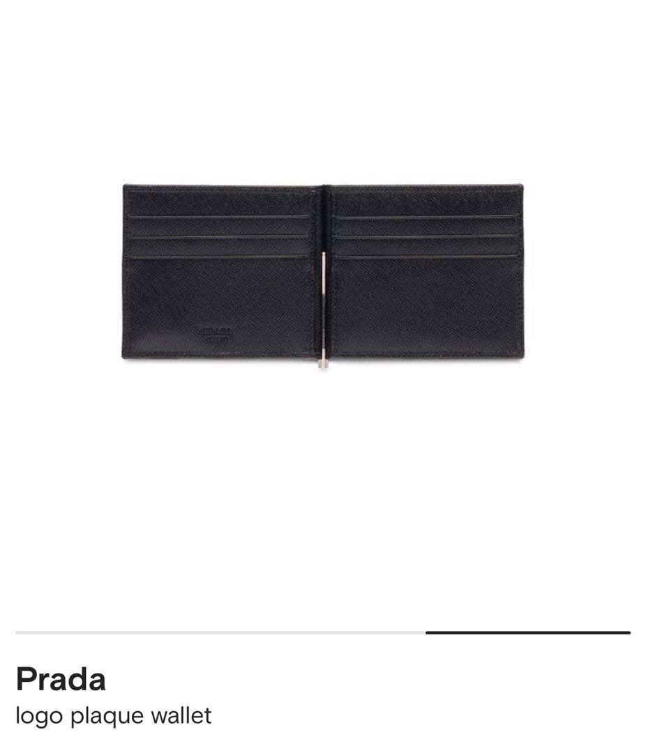 Authentic Prada logo plaque money clip wallet black, Men's Fashion, Watches & Accessories
