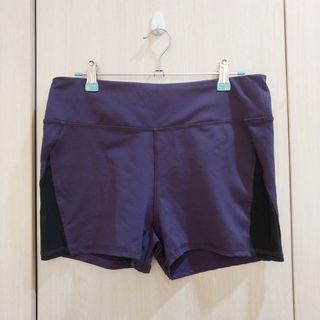 Purple Regular Waist Mesh Side Activewear Gym Shorts