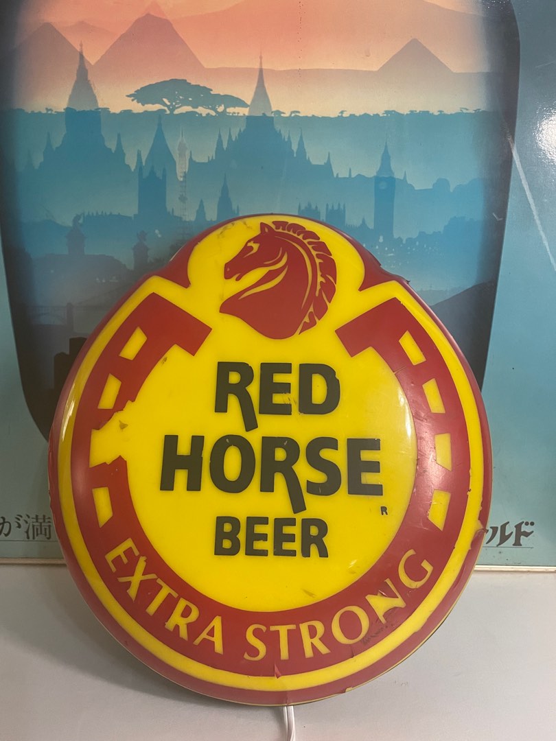 Red Horse Lighted Signage Red Horse Beer Sign Bar Light, Furniture