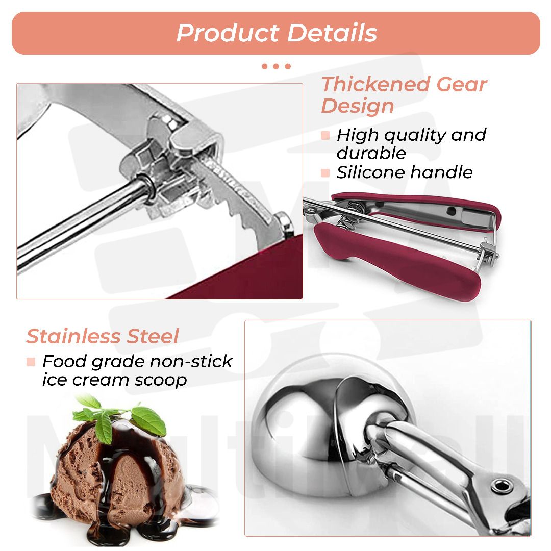 Ice Cream Scoop 304 Stainless Steel For Ice Cream Melon Meatball Cake Dough  5cm