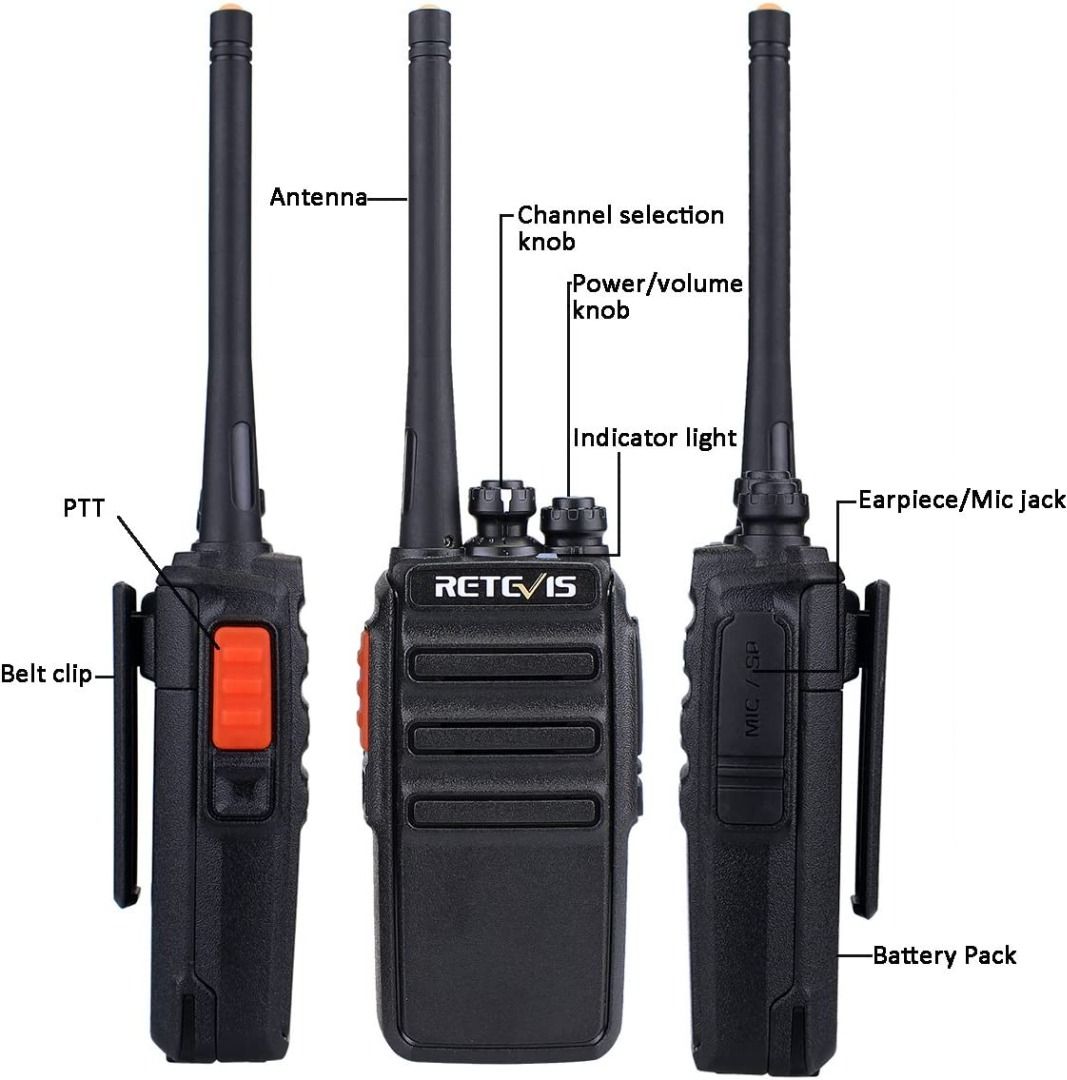 Retevis RT24 Walkie Talkie PMR446 License-free Professional Two Way Radio  16 Channels Walkie Talkies Scan TOT with USB Charger and Earpieces,Walkie  Talkie Adults (Black, Pair), Mobile Phones  Gadgets, Walkie-Talkie on