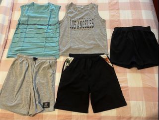 Set of 3 shorts, 2 sleeveless and rashguard