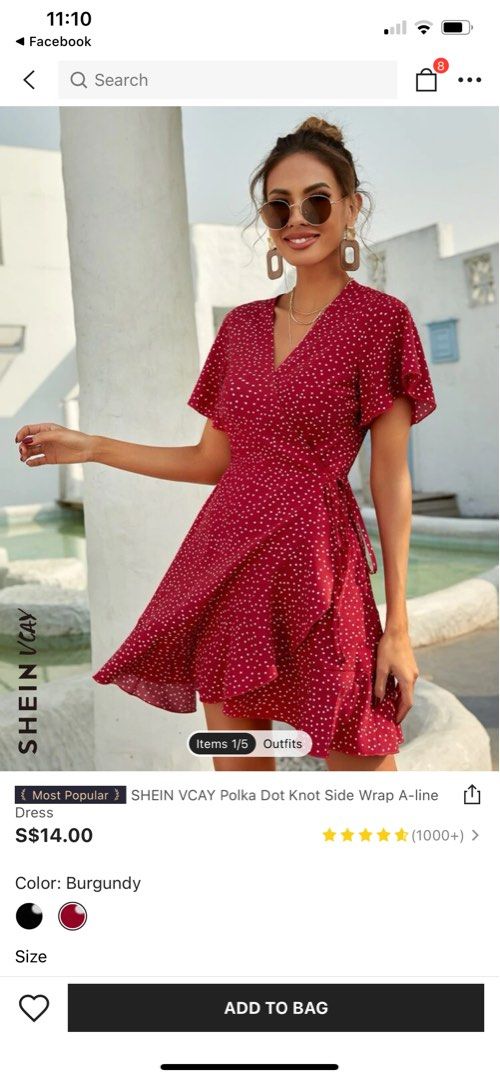 Shein red sales wrap dress
