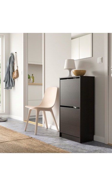 Shose cabinet Shose rack BISSA Shoe cabinet with 2 compartments Black brown Malm Brimnes Hemnes Nordli Mackapar Billy Alex Kallax Trofast Koppang Kullen Smastad Lack Fjallbo Vittsjo Furniture Home Liv...