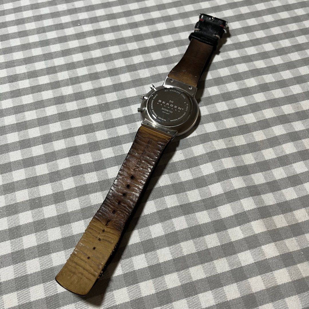 Skagen Men s Ancher Chronograph Black Leather Watch SKW6100 Men s