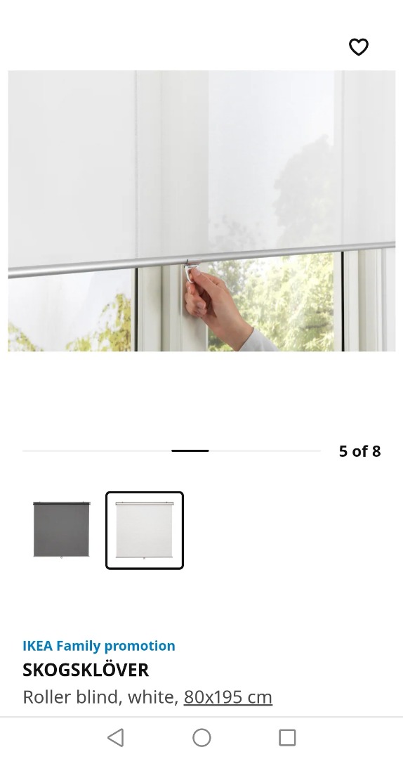 SKOGSKL VER Roller blind white 80x195 cm brand new Furniture