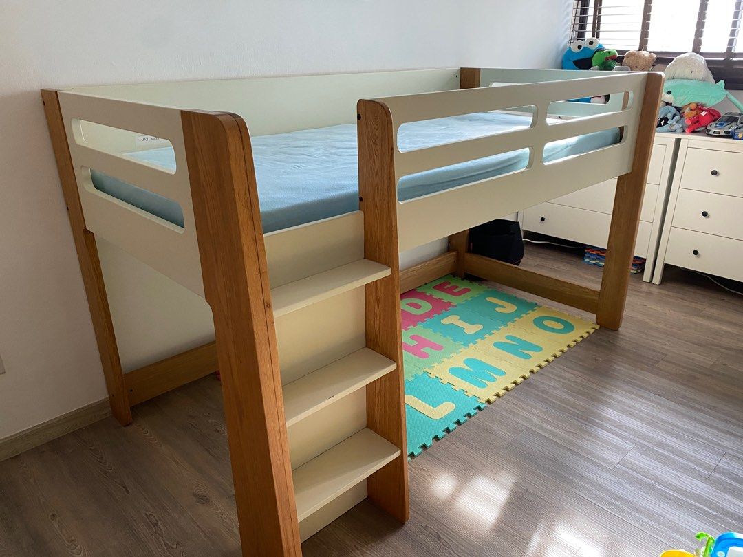 Solid oak children loft bed, Furniture & Home Living, Furniture, Bed