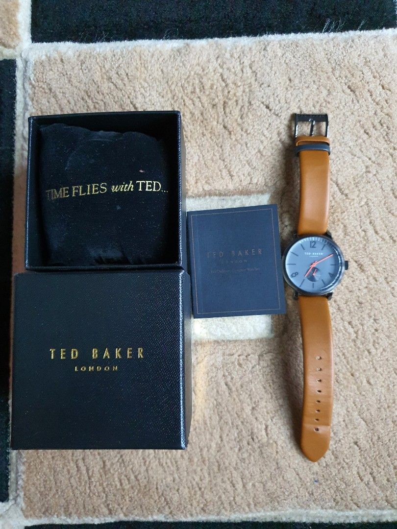 Ted Baker London Oliver Grey Dial Brown Leather Strap Watch 10031514
