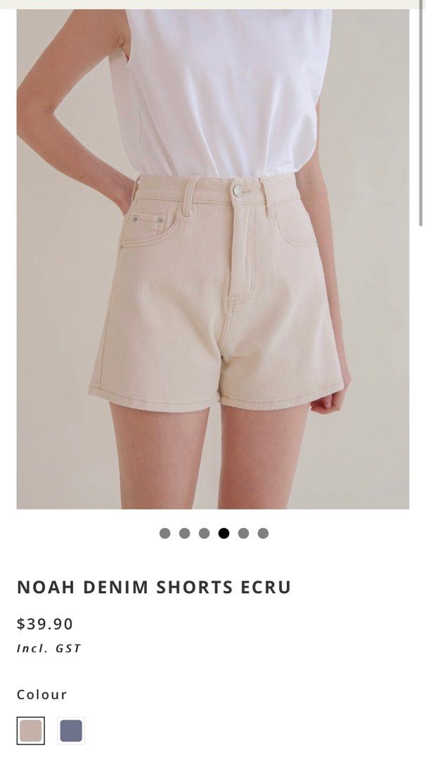 The Willow Label Noah Denim Shorts Ecru M, Women's Fashion ...