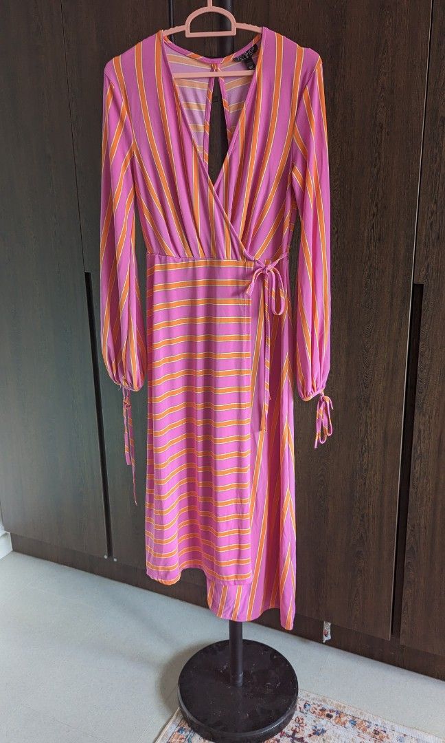 Topshop stripe hotsell wrap dress