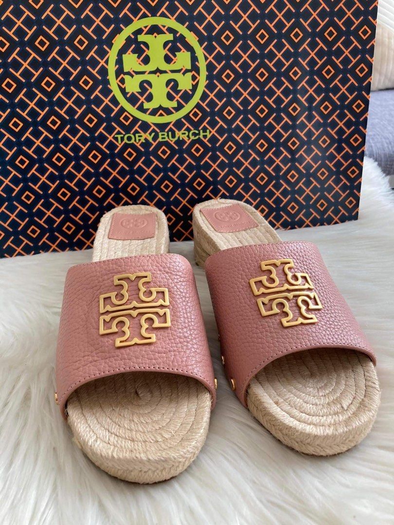 Tory Burch Britten Espadrille Slide Sandals Pink Moon Size7 8 8.5